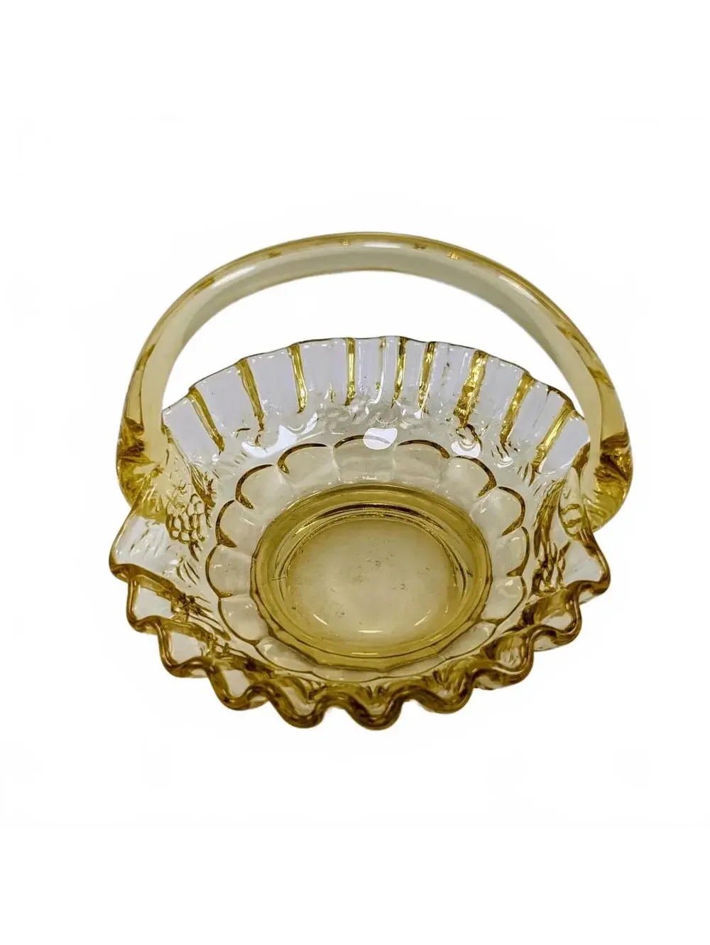 Vtg Westmoreland Paneled Grape Amber Basket
